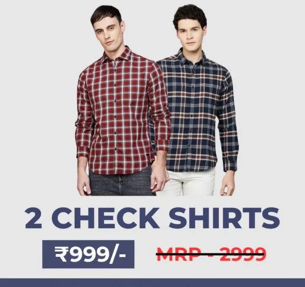 Men's Premium Check Shirt High Quality Combo Pack of 2
