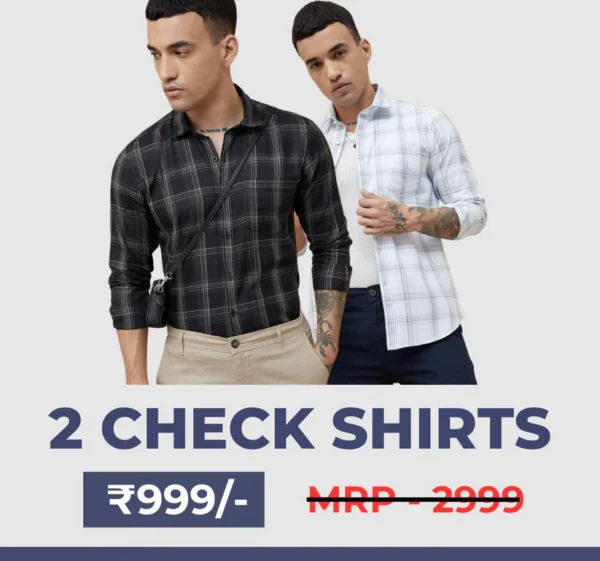 Men's Premium Check Shirt High Quality Combo Pack of 2