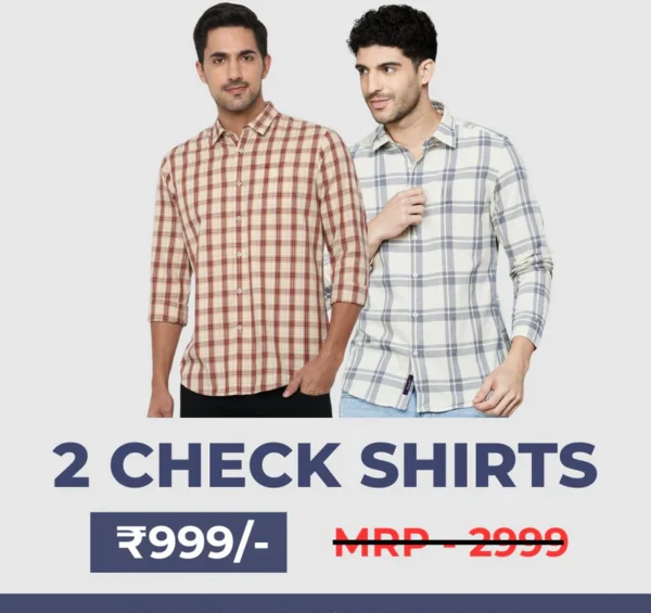 Men's Premium Check Shirt High Quality Combo Pack of 2