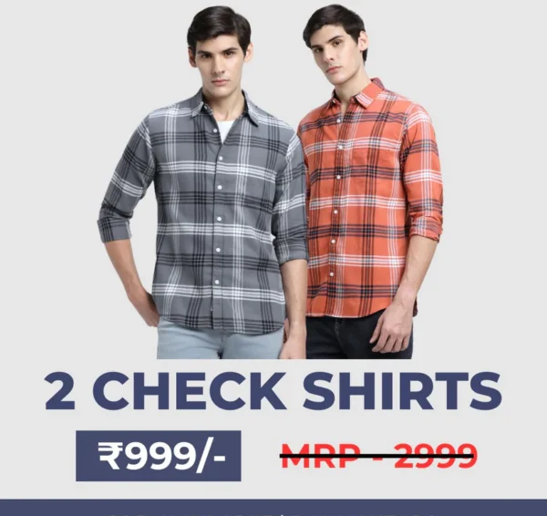 Men's Premium Check Shirt High Quality Combo Pack of 2